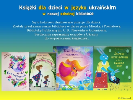 Książki dla dzieci w języku ukraińskim.