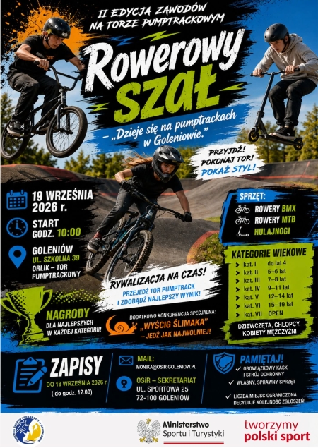 Zawody pumptrackowe organizowane przez OSiR Goleniów